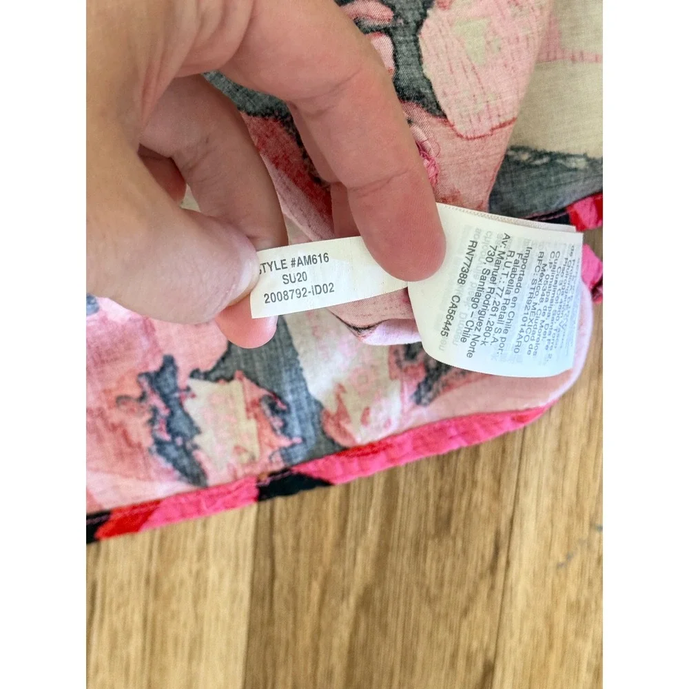 J.Crew Re-Imagined Tropical Floral Parrot Tie Shoulder Tank Top Pink Red XS